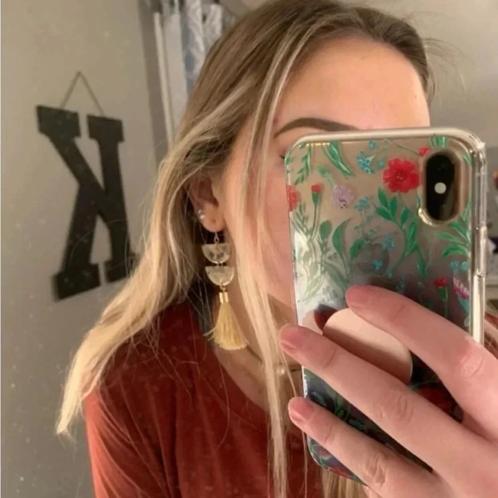 Tassel Drop Earrings tortoise pattern earrings / marble